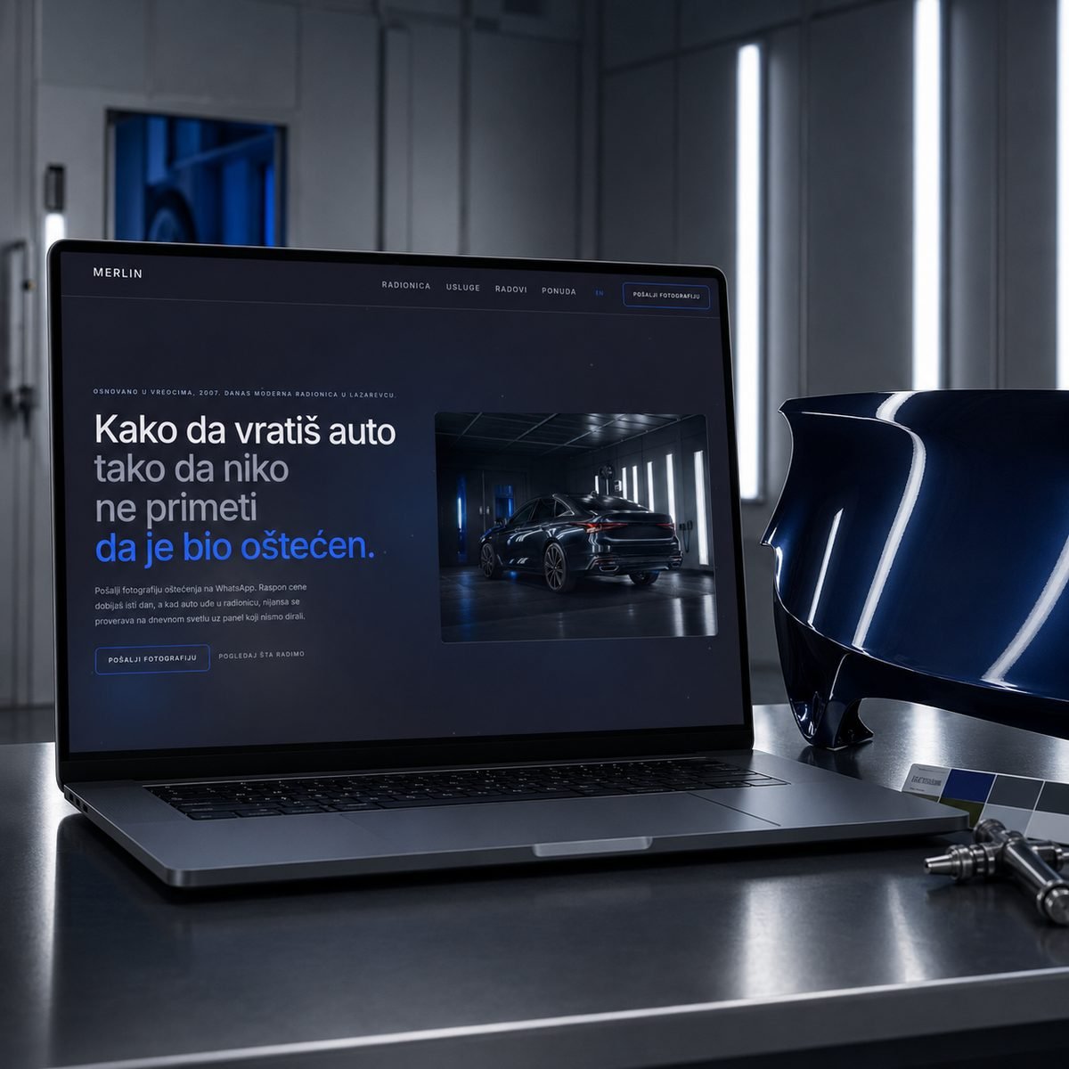 Merlin - ručno kodiran sajt auto-lakirerske radionice